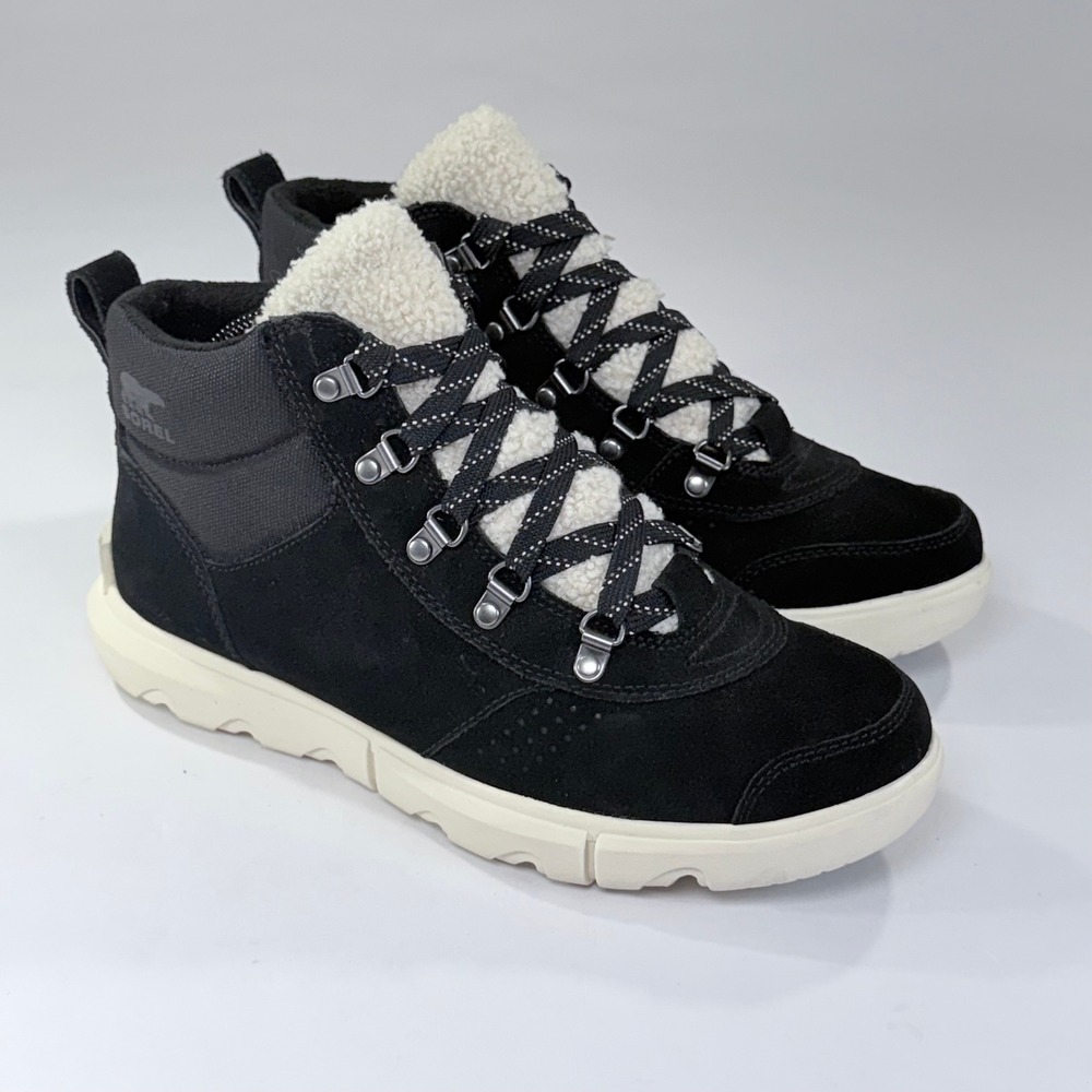 Sorel Explorer Next Hiker Boots Womens 9.5 Black Suede Waterproof Winter Snow